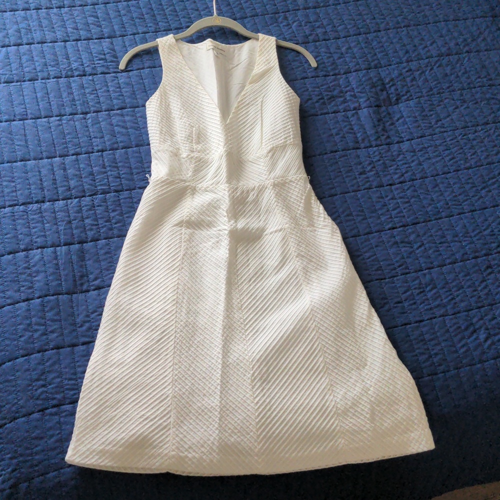Vintage Banana Republic White Sleeveless V-Neck Midi Dress, Size 0